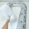 Подушка для беременных U, хлопок, сатин + плюш, месяц на сером фоне
