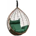 Подвесное кресло кокон Laura Outdoor SEVILLA горячий шоколад + зеленая подушка (без стойки)