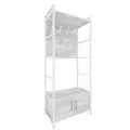 Стеллаж с крючками Микс для прихожей 80 см, Белый бетон пайн, белый