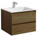 Тумба с раковиной из искусственного камня Vincea Luka 600 цвет T.Oak, White