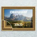 Рамка для пазла 33х22. Фоторамка багетная. Золото, классический профиль, пластик