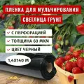 Пленка для мульчирования Светлица Грунт с перфорацией 60 мкм, 1,4х140 м, черная