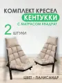 Комплект садовой мебели Кентукки КВАДРАТ (2 стула+матрасы), дерево, цвет дерева: палисандр, ткань оксфорд бежевый