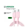 Кабель UGREEN L502 Type C to Type C 5A PD 100W в оплетке 2м, цвет розовый (65252)