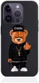 Черный силиконовый чехол для iPhone 14 Pro Мишка Compton для Айфон 14 Про