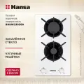 Газовая варочная панель Hansa BHKW330500, двухконфорочная, стеклянная поверхность, с газ-контролем и автоподжигом, белая