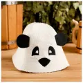 Колпак для бани шапка с детской термопечатью Панда с ушками, войлок, 100% шерсть
