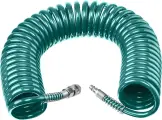 KRAFTOOL 15 м, 8 х 12 мм, 15 бар, воздушный спиральный шланг с фитингами рапид (06590-15) 06590-15