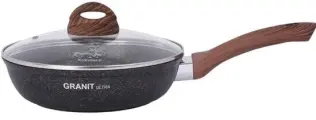 Сковорода Kukmara 26см со стеклянной крышкой Granit ultra original (сго261а)