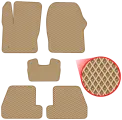 Автомобильные коврики EVA для Ford Focus III (2011-2015), бежевые с бежевым кантом, ячейка - ромб