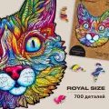 Деревянный пазл для взрослых и детей UNIDRAGON Original в подарочной коробке / юнидрагон Выразительный Кот подарок 47 x 52 см, 700 деталей - RS