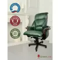 Компьютерное кресло руководителя офисное Давос, кожаное, зеленое (Pino)