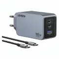 Зарядное устройство UGREEN X757 (25874) Nexode Pro GaN 100W (USB-A + 2шт USB-C) с кабелем 1,5 м