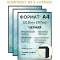 Комплект металлических рамок 21х30 (А4), 3 шт; Нельсон, цвет черный матовый