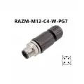RAZM-M12-C4-W-PG7 разъём М12 4 pin прямой / вилка (папа) / PG7 (4-6 мм диаметр под кабель)