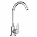 Смеситель для кухни с высоким поворотным С-образным гусаком, хромированный