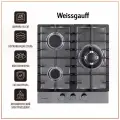 Варочная панель Weissgauff HGG 451 XFH WOK-конфорка, 3 года гарантии, автоматический электроподжиг, Рукоятки Hi-Tech, газ-контроль