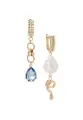 Серьги с подвесками YAROSLAVNA, циркон, стекло, белый, золотой, голубой