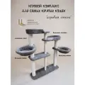 Игровой комплекс для кошек, Ван Кот, Игровая стена, серо-фиолетовый ковролин и хлопковый канат, 160 см