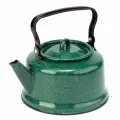 Чайник эмалированный 3,5 л без рисунка, закатанное дно, зеленый рябчик, для плиты и открытого огня