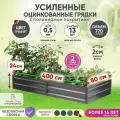 Грядки оцинкованные на дачу усиленные 4х0,8 метра / ограждения металлические для цветов ягод зелени и овощных культур / грядка для сада и огорода высота борта 24 см