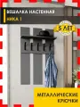 Вешалка настенная в прихожую 60 см с полкой 5 крючков Ника 1 (02) Оникс