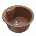 Мойка для кухни из искусственного мрамора, круглая, с сифоном, MIXLINE ML-GM 12, терракотовая