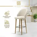 Барный стул высота 75 см Fusion Standart F03+, стулья барные букле бежевый, мягкий на дубовых ножках