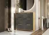 Обувница Ирис Браш Графит, Дуб Крафт, ЛДСП/МДФ,100 см x 30 см x 95 см