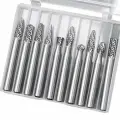 Набор борфрез по металлу и дереву из карбида вольфрама. Борфрезы из 10шт. хвостовик 6мм.