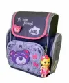 Ранец BM-445 №1-001 Мишка фиолетовый с сиренев, с анатомич спинкой, 3 наружн кармана и клапан на молнии, светоотражат, брелок-кукла