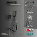 Встраиваемая Душевая Система Со Смесителем И Тропическим Душем На 3 Потребителя Черная Матовая Elbe TVZ-0811 ALMAes Латунь