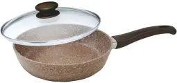 Сковорода Литая Алтай d220 h55 с Ручкой Четырехслойное АП Бронза с Белой Крапушкой Ст/Кр П/Уп Гардарика 1222-07-10