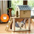 Домик-когтеточка для кошек с гамаком и игрушкой 81х60х40см