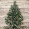 Настольная елка Мендоза с инеем и шишками 91 см, леска и ПВХ, Ели Пенери, MDZI-091