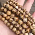 Яшма Песочная 10 мм, бусины для рукоделия, на нитке 38 см около 37 шт