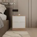 Тумба прикроватная в спальню Тайга, напольная, белый/дуб крафт золотой, 2 ящика