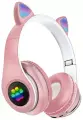 Беспроводные наушники Cat Ear P33M, розовые. Наушники беспроводные с ушками кошки. Светящиеся наушники для детей