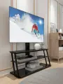 Стойка для телевизора с кронштейном 32-75, COZY CAT TW3001,3-слойное Чёрный закаленное стекло