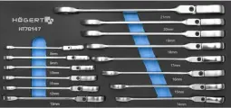Набор рожково-накидных ключей с трещоткой и шарниром HOEGERT TECHNIK 14шт HT1R048-HT1R061 HT7G147