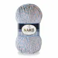 Пряжа Sport wool Nako, голуб/розов меланж - 21328, 25% шерсть, 75% премиум акрил, 5 мотков, 100 г, 120 м.