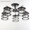 Люстра BayerLux Аган, E27, 5 ламп, 60 Вт, 15 м², стиль лофт, металл, стекло