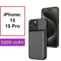 Чехол аккумулятор TUBON для iPhone 15 / 15 Pro 5000мАч Чёрный