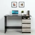 Стол письменный, компьютерный Санди 12.156 с тумбой и выдвижными ящиками, 115х60х75 см, цвет Интра, Артвуд темный