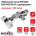 Мебельная петля BOYARD H301 с доводчиком CLIP-ON, угол открывания 105°, диаметр чашки 35 мм