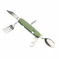 Набор столовых приборов 6 в 1, нержавеющая сталь, зеленый, серебристый