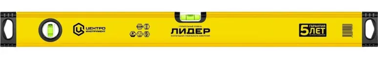 Уровень строительный Центроинструмент Лидер коробчатый, 2 глазка из акрила, из алюминия, длина 40см / измерительный инструмент