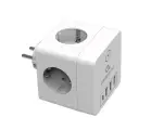 Сетевой фильтр CABLEXPERT Cube, 4 розетки, 16 А, 1 x Type-C PD, 3 х USB, белый, CUBE-4-СU3-W