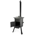 Комплект - казан чугунный 12 литров круглое дно в комплекте с печью с трубой и дверцей
