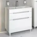 Тумба с раковиной Aqua de Marco OLIVIA 80, напольная, белая, с 2 ящиками
